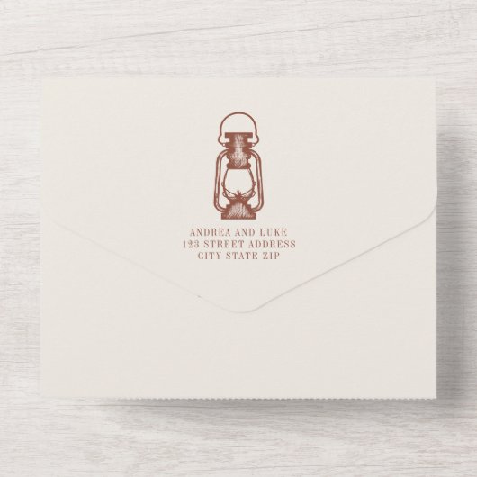 Rustikale Terracotta Lantern UAWG Wedding All In One Einladung (Rückseite)