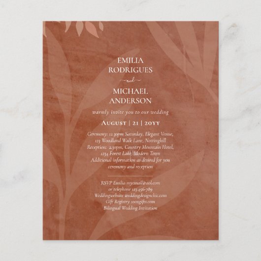 Rustikale Terracotta-Overlay-Hochzeit Flyer (Vorne)