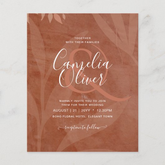 Rustikale Terracotta-Overlay-Hochzeit Flyer (Vorne)