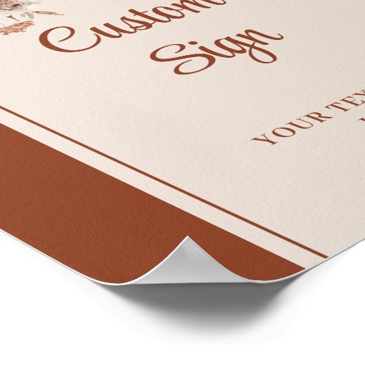 Rustikale Terracotta Pampas Sage Boho Blumenhochze Poster (Ecke)