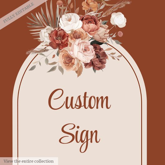 Rustikale Terracotta Pampas Sage Boho Blumenhochze Poster