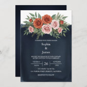 Rustikale Terracotta Rose Hochzeit Einladung (Vorne/Hinten)