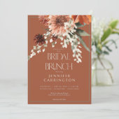 Rustikale Terracotta Rost Blume Bridal Brunch Einladung (Stehend Vorderseite)