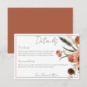Rustikale Terracotta Rost Blume Details Begleitkarte