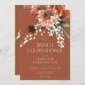 Rustikale Terracotta Rost Blume Dusche CUSTOM 4 Einladung (Vorne/Hinten)