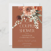 Rustikale Terracotta Rost Blume Paare Dusche Einladung (Vorderseite)