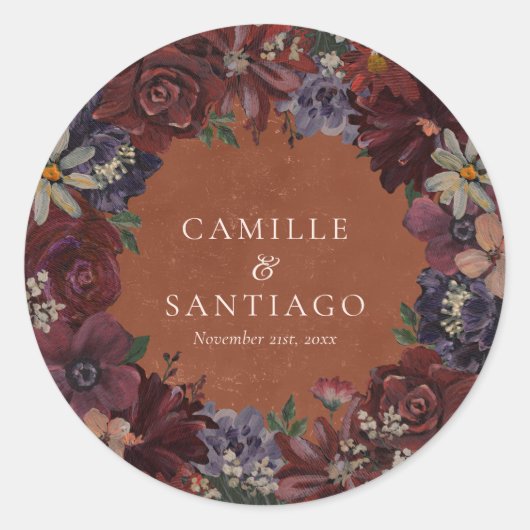 Rustikale Terracotta Runder Aufkleber (Vorderseite)