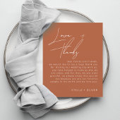 Rustikale Terracotta Script Wedding Reception Card