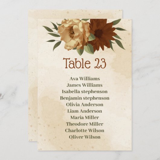 rustikale Terracotta-Sitzkarte Einladung (Vorne/Hinten)