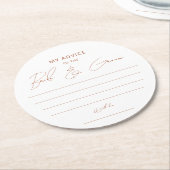 Rustikale Terracotta Skriptberatung Braut Groom Ge Runder Pappuntersetzer (Angewinkelt)