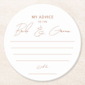 Rustikale Terracotta Skriptberatung Braut Groom Ge Runder Pappuntersetzer (Vorderseite)