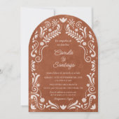 Rustikale Terracotta Spanisches Foto Hochzeit Einladung (Vorderseite)