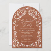 Rustikale Terracotta Talavera Foto Abschluss Einladung (Vorderseite)