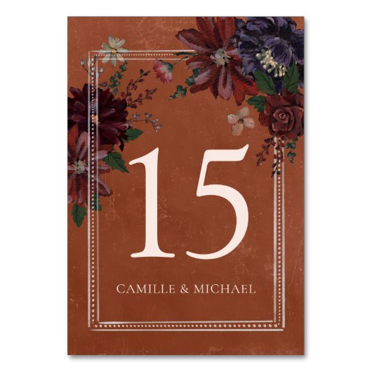 Rustikale Terracotta Tischnummer Zeichen (Rückseite)