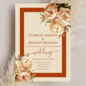 Rustikale Terracotta und Cream Floral QR Code Wedd Einladung