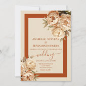 Rustikale Terracotta und Cream Floral QR Code Wedd Einladung (Vorderseite)