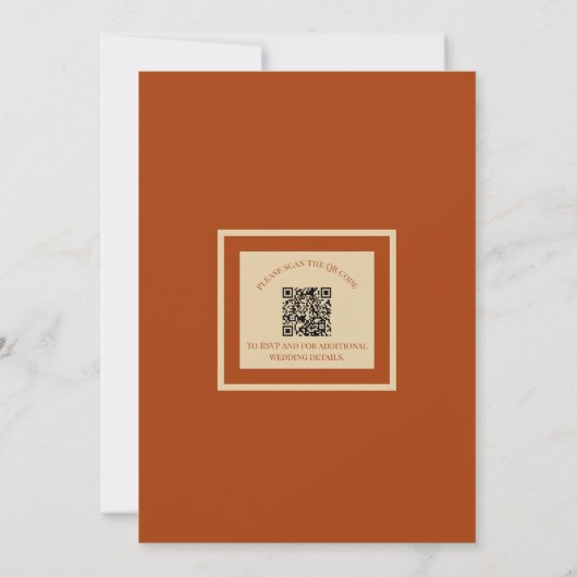Rustikale Terracotta und Cream Floral QR Code Wedd Einladung (Rückseite)