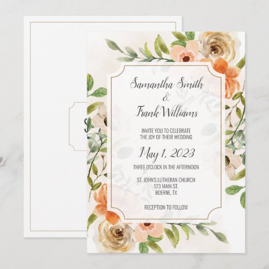 Rustikale Terracotta Wasserfarben Einladung (Vorne/Hinten)