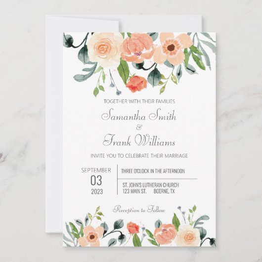 Rustikale Terracotta Wasserfarben Einladung (Vorderseite)