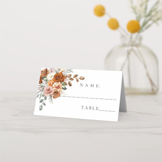 Rustikale Terracotta Wedding Place & Escort Cards Platzkarte (Vorderseite)