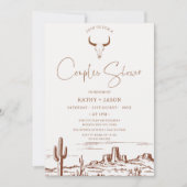 Rustikale Terracotta Western oder Rodeo Paare Dusc Einladung (Vorderseite)