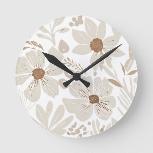 Rustikale Terracotta-Wildblume Boho Eclectic Desig Runde Wanduhr (Vorderseite)