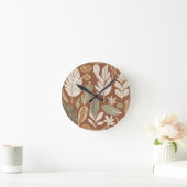 Rustikale Terracotta-Wildblume Boho Eclectic Desig Runde Wanduhr (Zuhause)