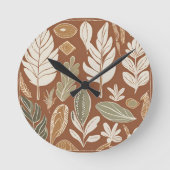 Rustikale Terracotta-Wildblume Boho Eclectic Desig Runde Wanduhr (Vorderseite)