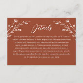 Rustikale Terracotta-Wildblume Hochzeiten Details Begleitkarte (Vorderseite)