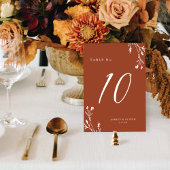 Rustikale Terracotta-Wildblumen Boho Wedding Tischnummer