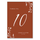 Rustikale Terracotta-Wildblumen Boho Wedding Tischnummer (Vorderseite)