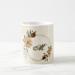 rustikale Terrakotta-Blumen-Grünpflanzen Kaffeetasse