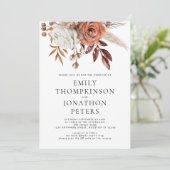 Rustikale Terrakotta-Blumen Hochzeit QR-Code Einladung (Stehend Vorderseite)