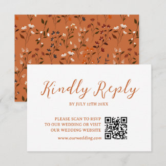 Rustikale Terrakotta-Blumen-Hochzeit QR-Code-RSVP- RSVP Karte