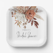 Rustikale Terrakotta-Blumen Hochzeitsdusche Pappteller (Vorderseite)