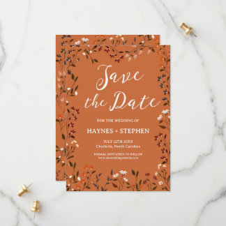 Rustikale Terrakotta-Blumen-Save-the-Date-Karte Save The Date