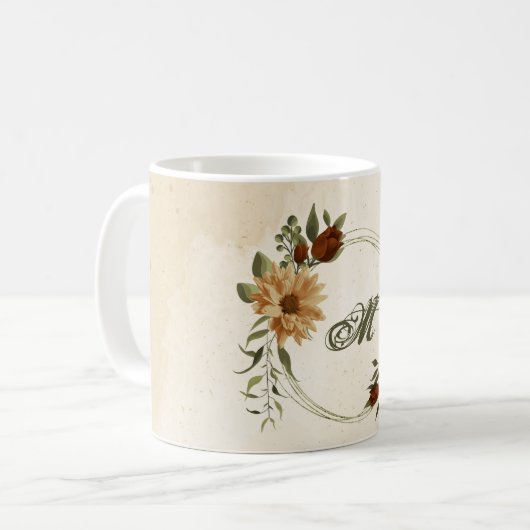 rustikale Terrakotta Blumengrün Kaffeetasse (Vorderseite Links)