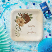 rustikale Terrakotta Blumengrün Pappteller (Party)