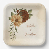 rustikale Terrakotta Blumengrün Pappteller (Vorderseite)