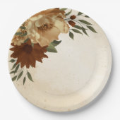 rustikale Terrakotta Blumengrün Pappteller (Vorderseite)