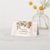 Rustikale Terrakotta Blumengrün Platzkarte (Rückseite)