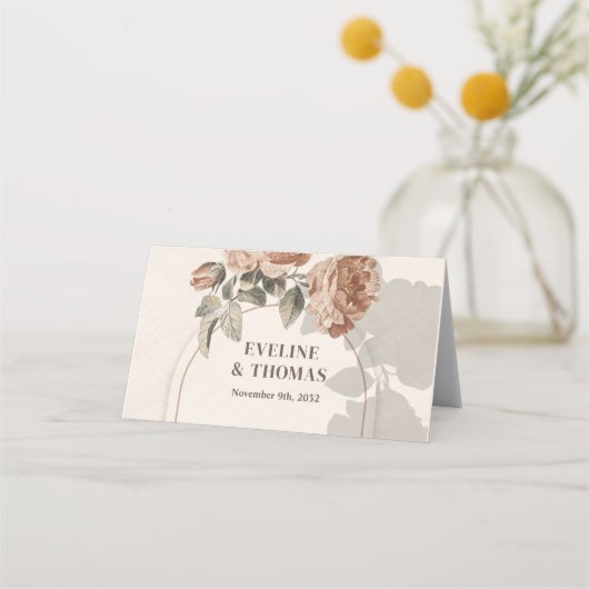 Rustikale Terrakotta Blumengrün Platzkarte (Rückseite)