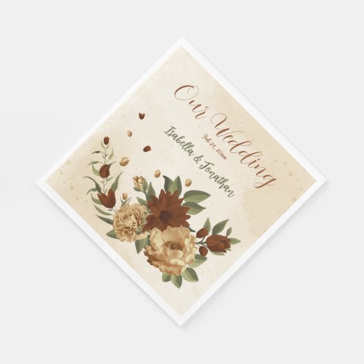 rustikale Terrakotta Blumengrün Serviette (Ecke)