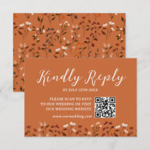 Rustikale Terrakotta-Blumenhochzeit QR-Code-RSVP-K