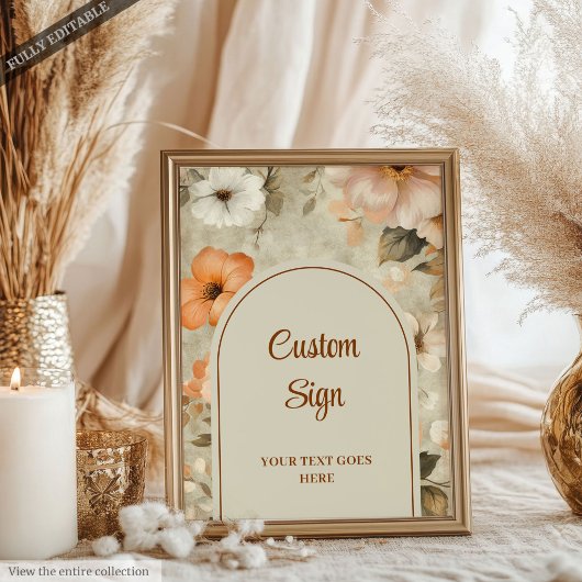 Rustikale Terrakotta-Elfenbein-Blumen-Hochzeitstaf Poster