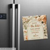 Rustikale Terrakotta-Elfenbein-Olive-Blumen-"Save  Magnet