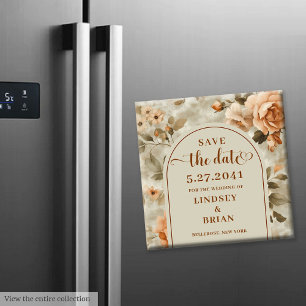 Rustikale Terrakotta Elfenbein Oliven Blumen Hochz Magnet