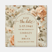 Rustikale Terrakotta Elfenbein Oliven Blumen Save- Magnet (Vorne)