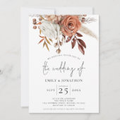 Rustikale Terrakotta-Florals QR-Code-Hochzeit Einladung (Vorderseite)