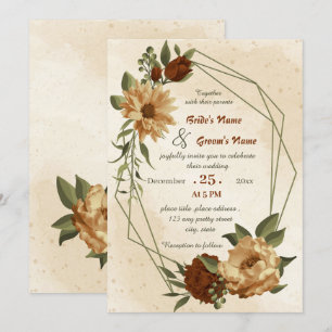 rustikale Terrakotta, geometrische Hochzeit Einladung